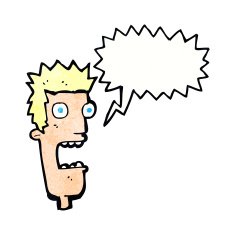 cartoon shocked man's face with speech bubble N10