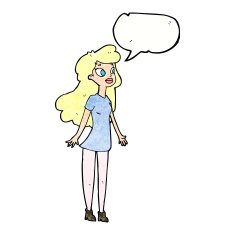 cartoon pretty girl with speech bubble N99