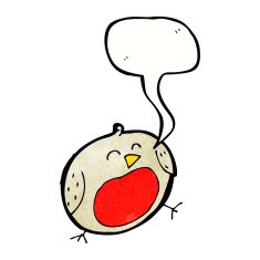 cartoon robin with speech bubble N41