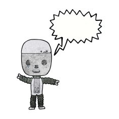 cartoon robot with speech bubble N196