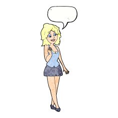 cartoon attractive office woman with speech bubble N11