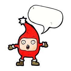 cartoon funny christmas creature with speech bubble N26