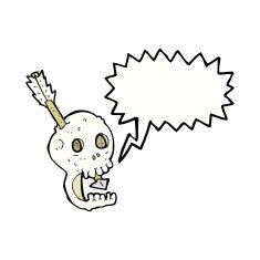 funny cartoon skull and arrow with speech bubble N11