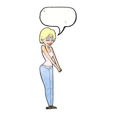 cartoon content woman with speech bubble N11