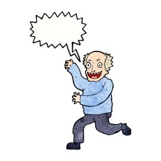 cartoon evil old man with speech bubble N22