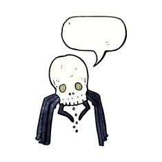 cartoon spooky skull spider with speech bubble N11