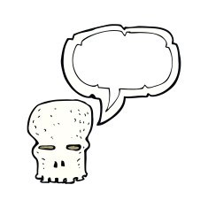 cartoon spooky skull with speech bubble N153