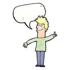 cartoon man with idea speech bubble N113