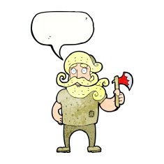 cartoon lumberjack with axe speech bubble N9