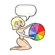 cartoon bikini girl with beach ball speech bubble N11