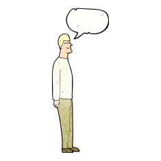 cartoon tall man with speech bubble N11