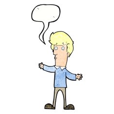 cartoon startled man with speech bubble N54