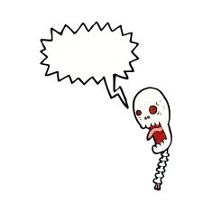 funny cartoon skull with speech bubble N23