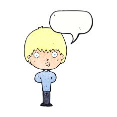 cartoon whistling boy with speech bubble N11