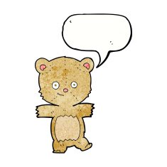 cartoon funny teddy bear with speech bubble N16