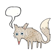 funny cartoon wolf with speech bubble N3