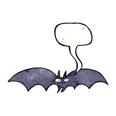 cartoon vampire bat with speech bubble N17