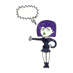 cartoon vampire girl giving thumbs up with speech bubble N11