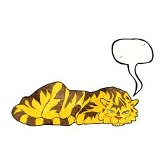 cartoon resting tiger with speech bubble N11