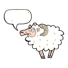cartoon ram with speech bubble N3
