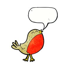cartoon christmas robin with speech bubble N8
