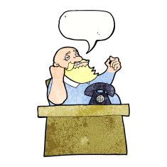 cartoon arrogant boss man with speech bubble N10