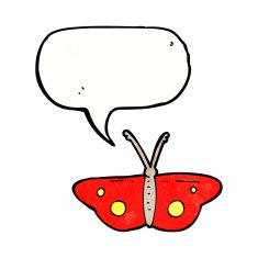 cartoon butterfly symbol with speech bubble N3