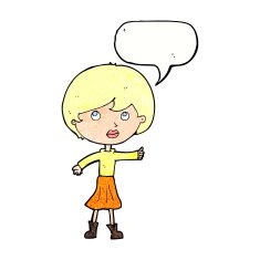 cartoon woman asking question with speech bubble N31