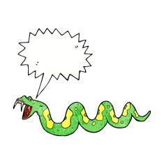 cartoon poisonous snake with speech bubble N8