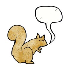 cartoon squirrel with speech bubble N17