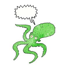 cartoon octopus with speech bubble N31