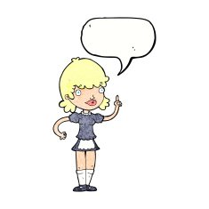 cartoon maid with speech bubble N41