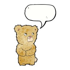 cartoon teddy bear with speech bubble N123