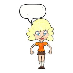 cartoon pretty woman with speech bubble N280