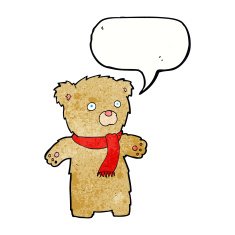 cartoon teddy bear with speech bubble N125