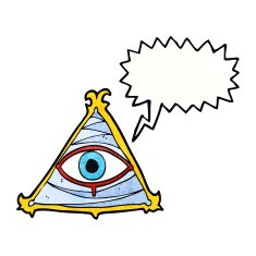 cartoon mystic eye symbol with speech bubble N3