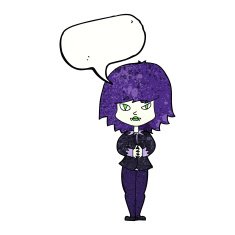 cartoon vampire woman with speech bubble N11