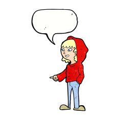 cartoon pointing teenager with speech bubble N11