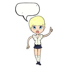 cartoon pretty woman with idea speech bubble N70