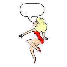 cartoon dancing woman with speech bubble N53