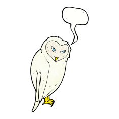 Cartoon owl with speech bubble N69