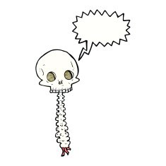 spooky cartoon sull and spine with speech bubble N11
