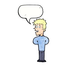 cartoon happy man with speech bubble N464