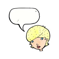 cartoon friendly woman with speech bubble N72