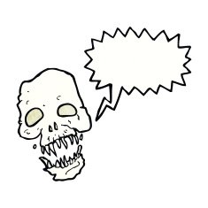cartoon scary skull with speech bubble N25