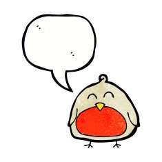 funny cartoon christmas robin with speech bubble N9