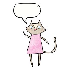 cute cartoon cat waving with speech bubble N3