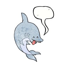 funny cartoon shark with speech bubble N32