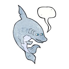 funny cartoon shark with speech bubble N33