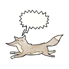 cartoon running wolf with speech bubble N7